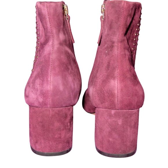 White House Black Market ZEEK cabernet burgundy microsuede block heel booties 9 - Picture 3 of 11
